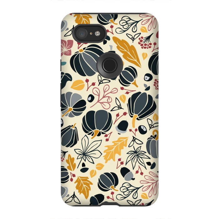 Pixel 3XL StrongFit Fall Fruits in Navy and Yellow by Paula Ohreen