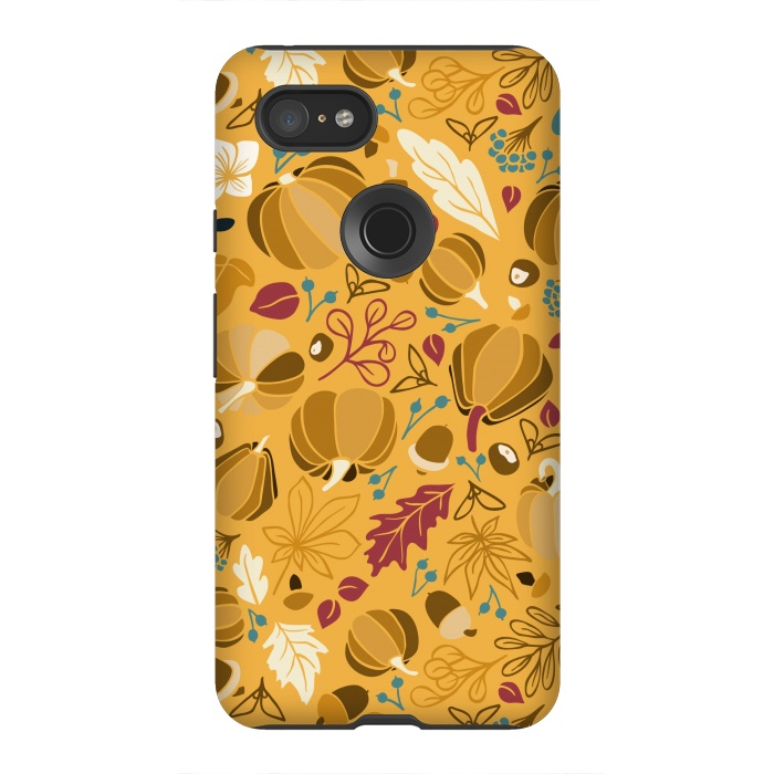 Pixel 3XL StrongFit Fall Fruits in Mustard and Red by Paula Ohreen