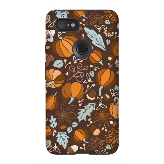 Pixel 3XL StrongFit Fall Fruits in Brown and Mustard by Paula Ohreen