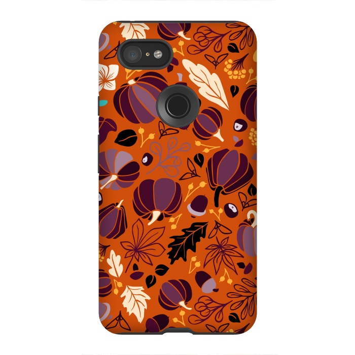 Pixel 3XL StrongFit Fall Fruits in Orange and Purple by Paula Ohreen