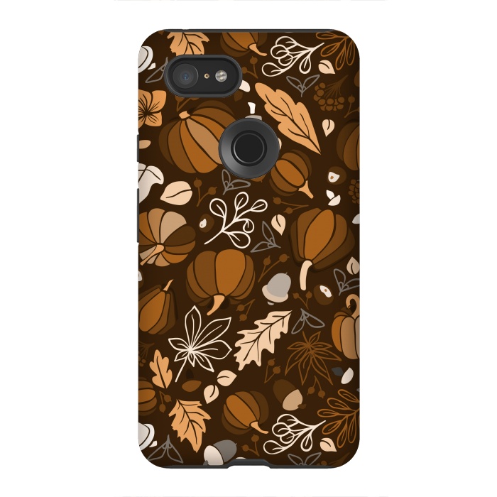 Pixel 3XL StrongFit Fall Fruits in Brown and Beige by Paula Ohreen