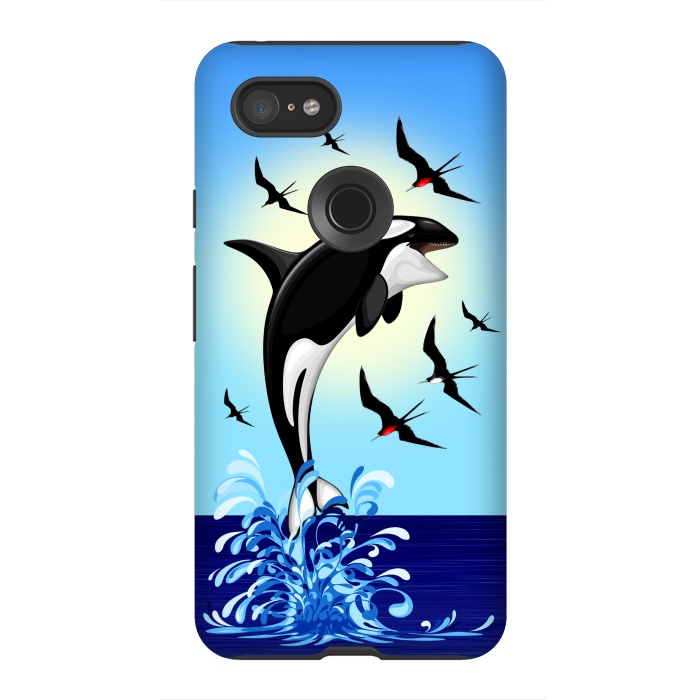 Pixel 3XL StrongFit Orca Killer Whale jumping out of Ocean by BluedarkArt