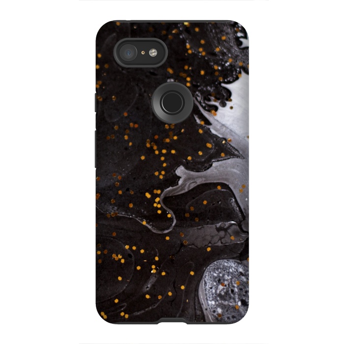 Pixel 3XL StrongFit glitter marble black white by haroulita