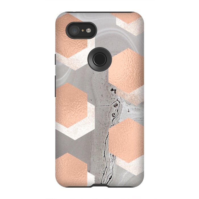 Pixel 3XL StrongFit rose gold marble by haroulita
