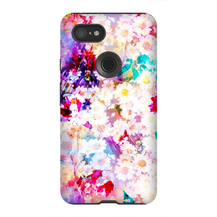 Pixel 3XL StrongFit Colorful watercolor daisy petals by Oana 