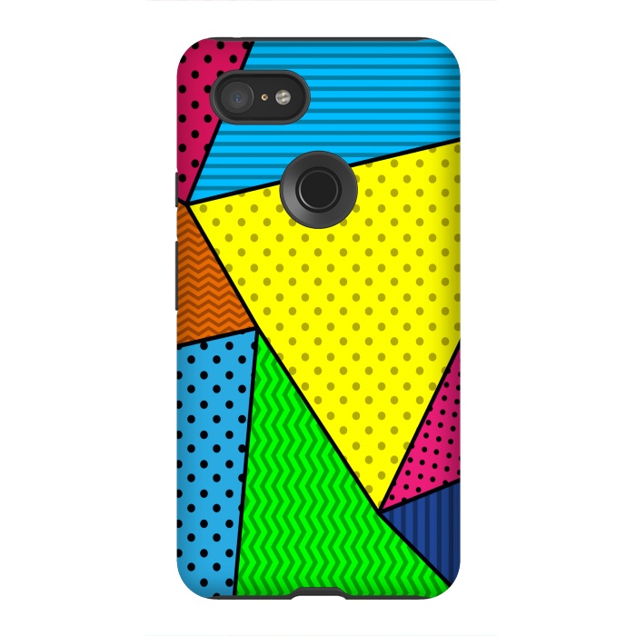 Pixel 3XL StrongFit colourful abstract dotted pattern by MALLIKA