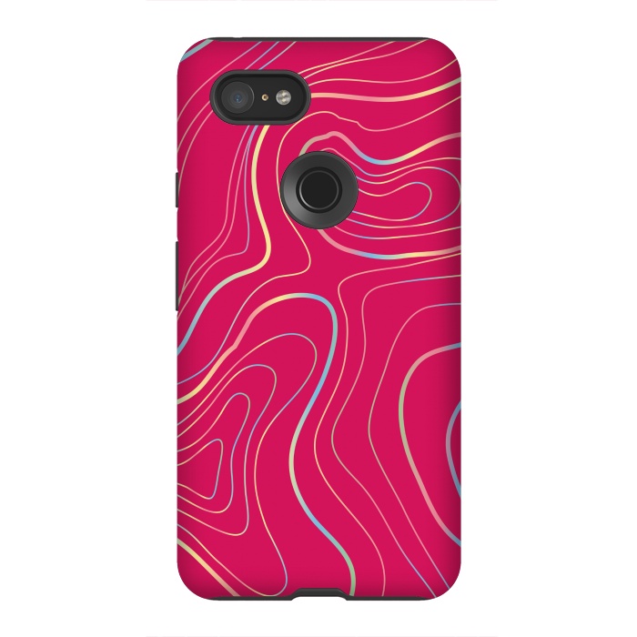 Pixel 3XL StrongFit pink golden lines by MALLIKA