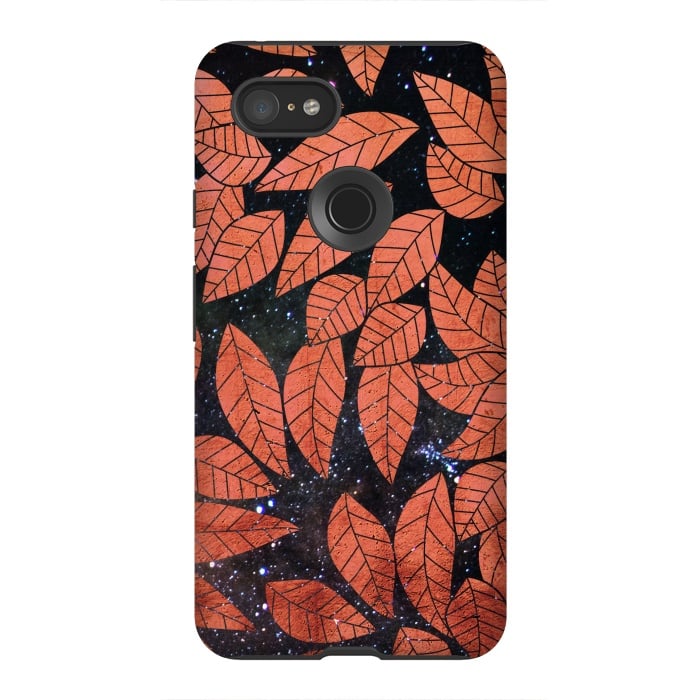 Pixel 3XL StrongFit Rust autumn leaves pattern by Oana 