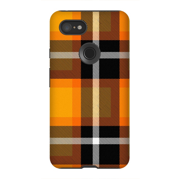 Pixel 3XL StrongFit Orange Scottish Plaid by TMSarts
