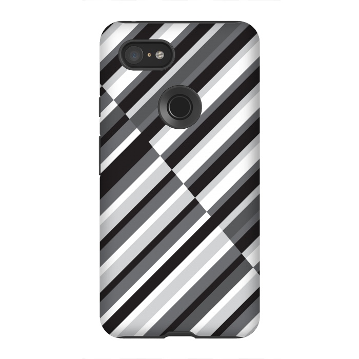 Pixel 3XL StrongFit Black Crossing Striped by TMSarts