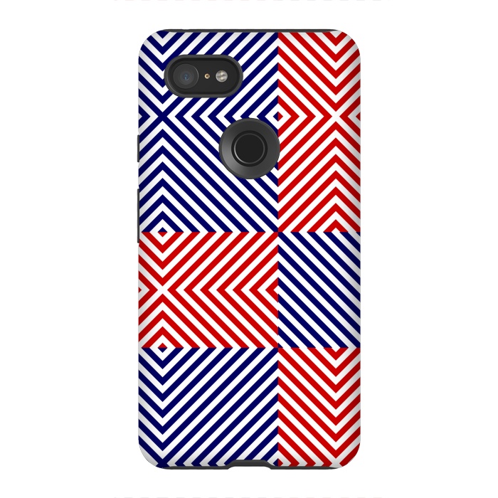 Pixel 3XL StrongFit Red Blue Crossing Diagonal Striped by TMSarts