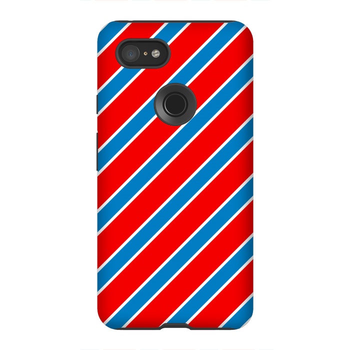 Pixel 3XL StrongFit Red Blue Diagonal Stripes by TMSarts