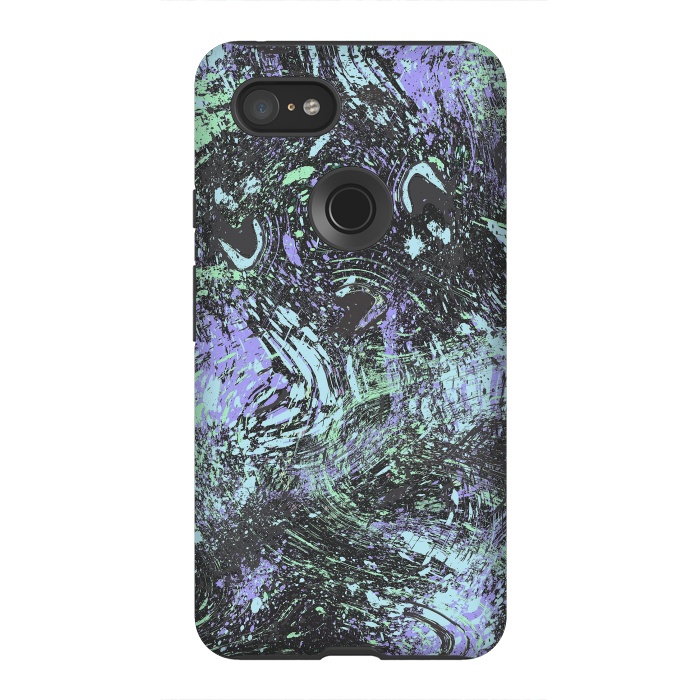 Pixel 3XL StrongFit Dripping Splatter Purple Turquoise by Ninola Design