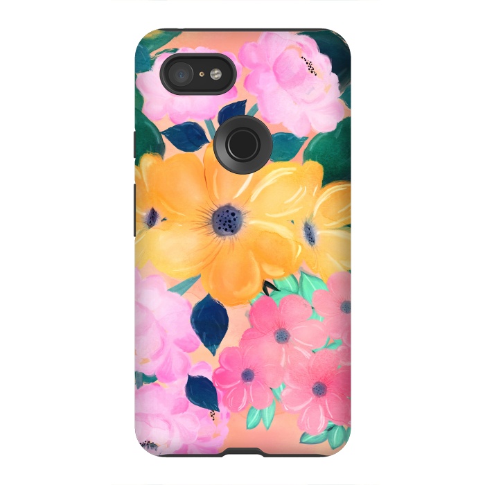 Pixel 3XL StrongFit Cute Colorful Romantic Watercolor Flowers  by InovArts