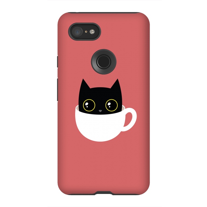 Pixel 3XL StrongFit Coffee cat by Laura Nagel