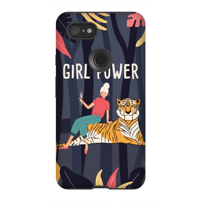 Pixel 3XL StrongFit Girl Power - Woman and Tiger by Jelena Obradovic