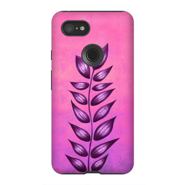 Pixel 3XL StrongFit Abstract Plant Surreal Botanical Art In Pink And Purple by Boriana Giormova