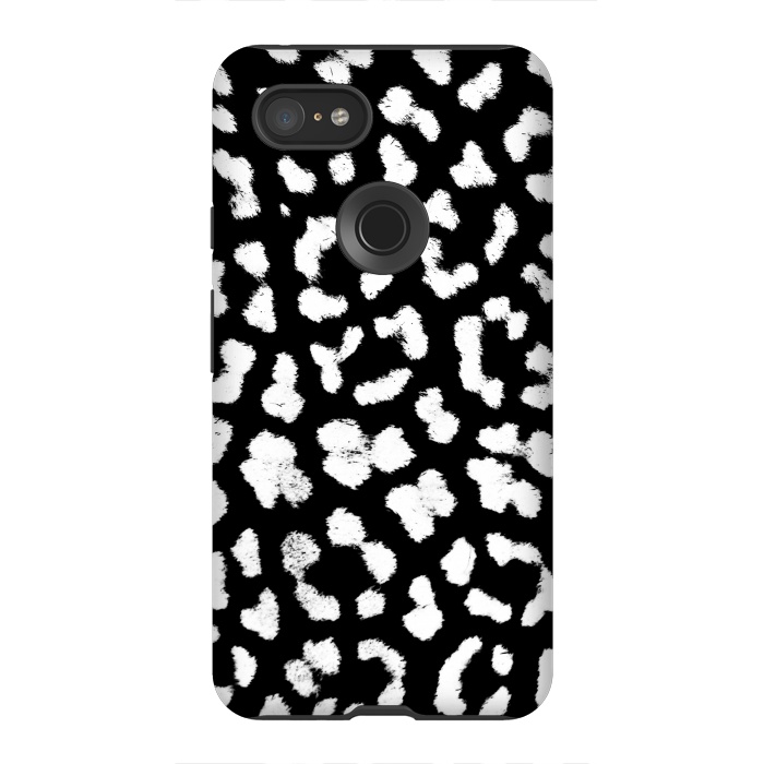 Pixel 3XL StrongFit Black and white leopard print brushed spots by Oana 