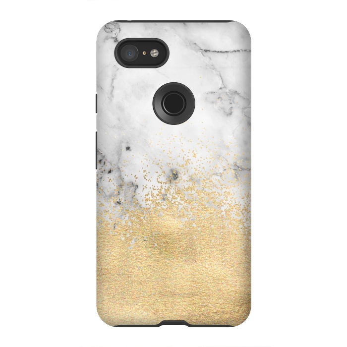 Pixel 3XL StrongFit Gold Dust on Marble by Tangerine-Tane