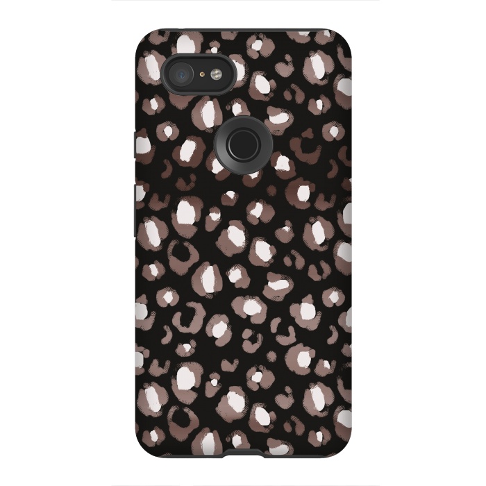 Pixel 3XL StrongFit Brown leopard spots pattern by Oana 