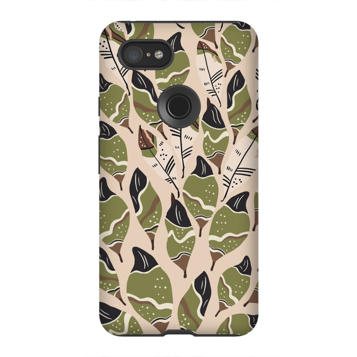 Pixel 3XL StrongFit Feather bohemian green by Mmartabc