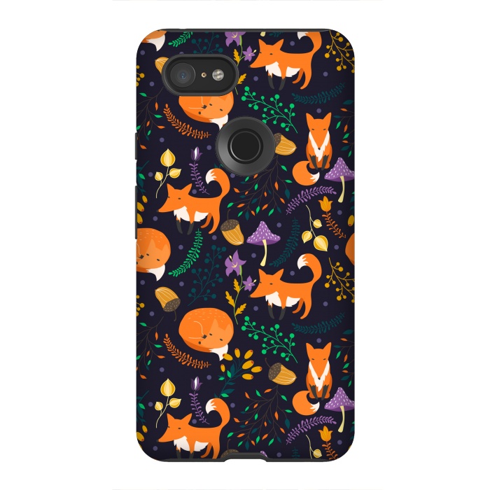 Pixel 3XL StrongFit Cute foxes by Julia Badeeva