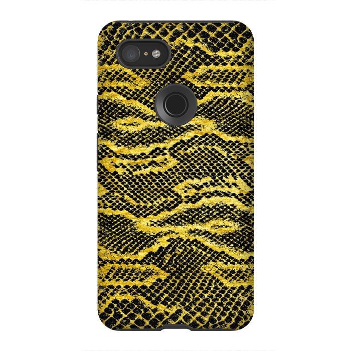 Pixel 3XL StrongFit Black and Gold Snake Skin II by Art Design Works