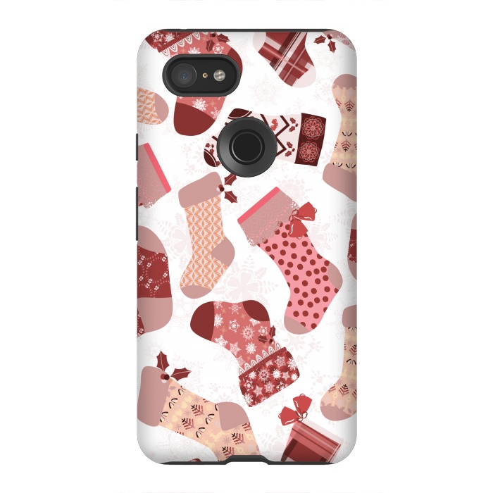 Pixel 3XL StrongFit Christmas Stockings in Pink and Beige by Paula Ohreen