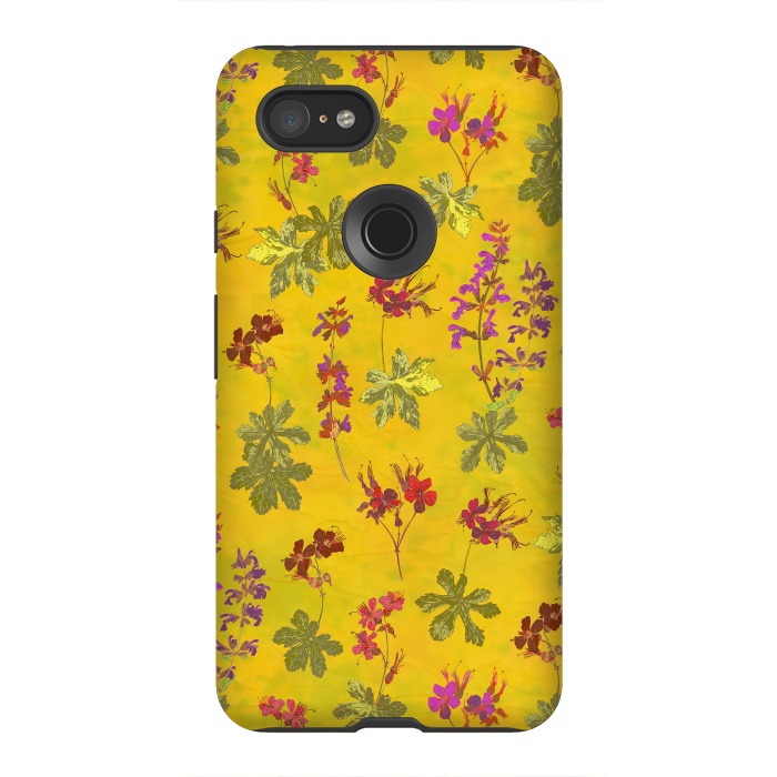 Pixel 3XL StrongFit Cottage Garden Floral Yellow by Lotti Brown