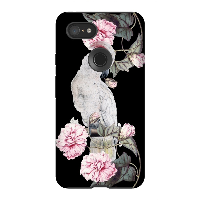 Pixel 3XL StrongFit Nostalgic White Cockatoo With Pink Flowers by  Utart