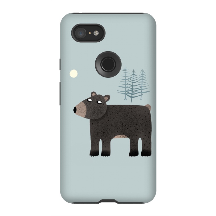 Pixel 3XL StrongFit The Bear, the Trees and the Moon by Nic Squirrell