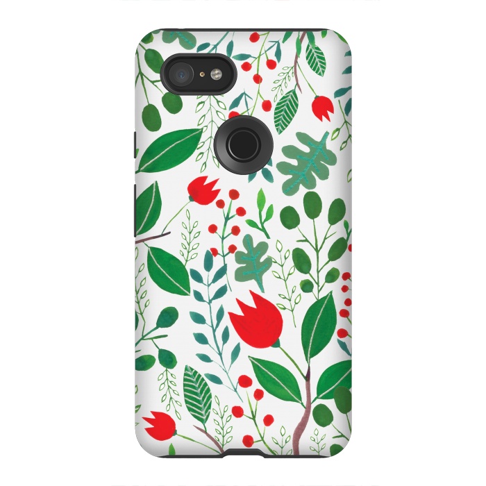 Pixel 3XL StrongFit Christmas Floral 2 White by Hanny Agustine