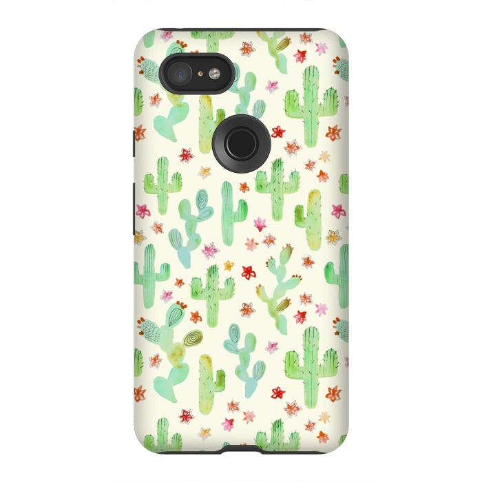 Pixel 3XL StrongFit Watercolor Cacti by Tangerine-Tane