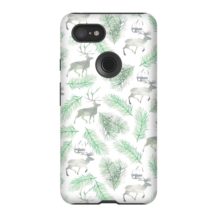 Pixel 3XL StrongFit Deer and pine branches by Julia Badeeva