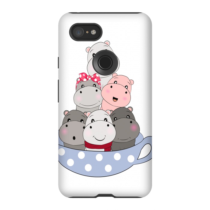 Pixel 3XL StrongFit cute hippos by haroulita