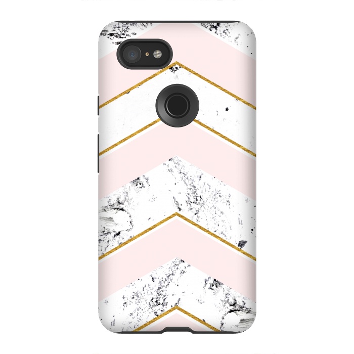 Pixel 3XL StrongFit Marble. Pink and gold by Julia Badeeva