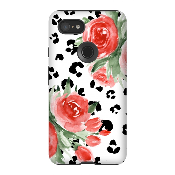 Pixel 3XL StrongFit Roses and leopard by Julia Badeeva