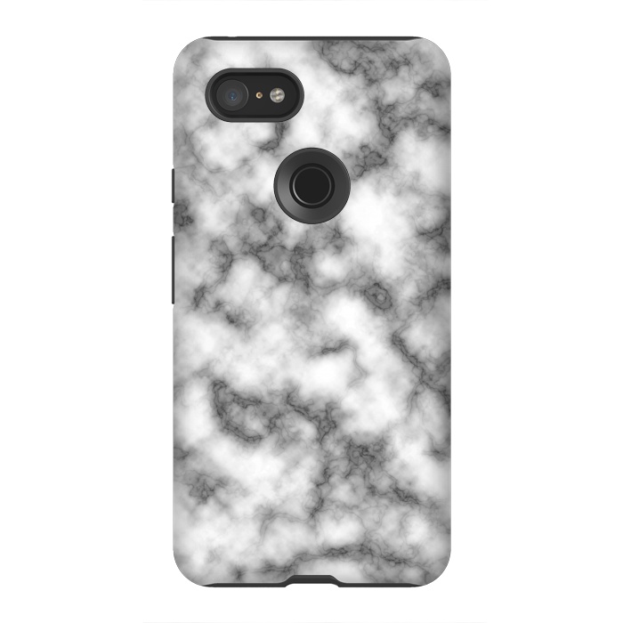 Pixel 3XL StrongFit Black and White Marble Texture by Julie Erin Designs