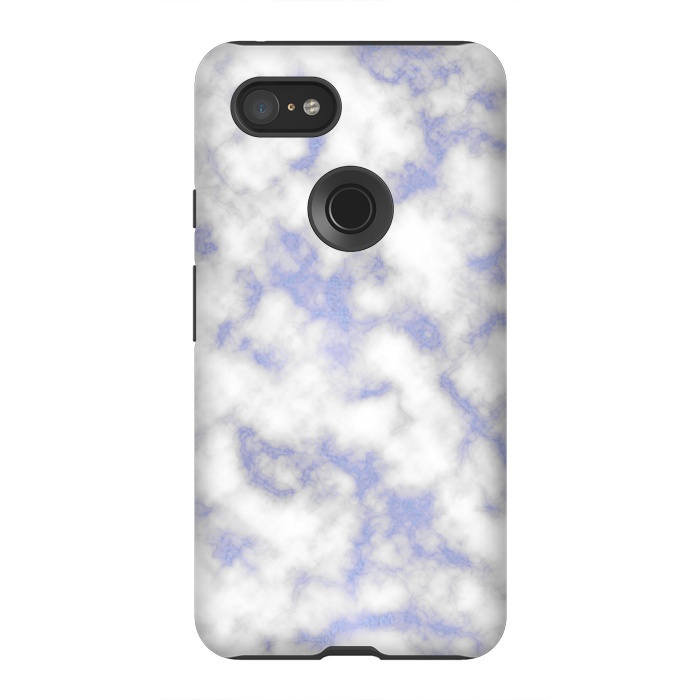 Pixel 3XL StrongFit Blue and White Marble Texture by Julie Erin Designs