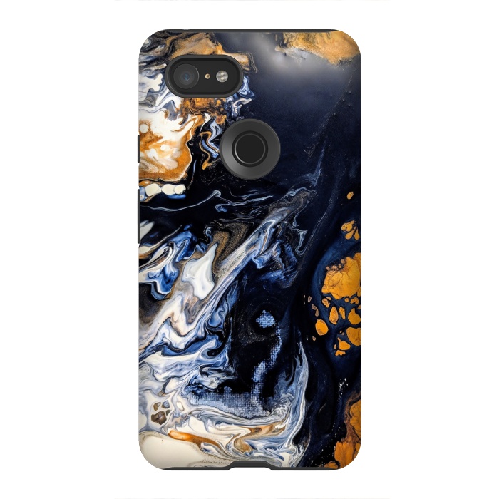 Pixel 3XL StrongFit Black and golden abstract painting  by Winston