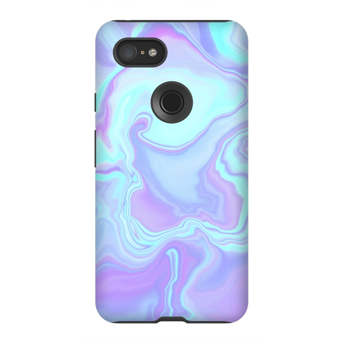 Pixel 3XL StrongFit turquoise and purple marble art by Jms