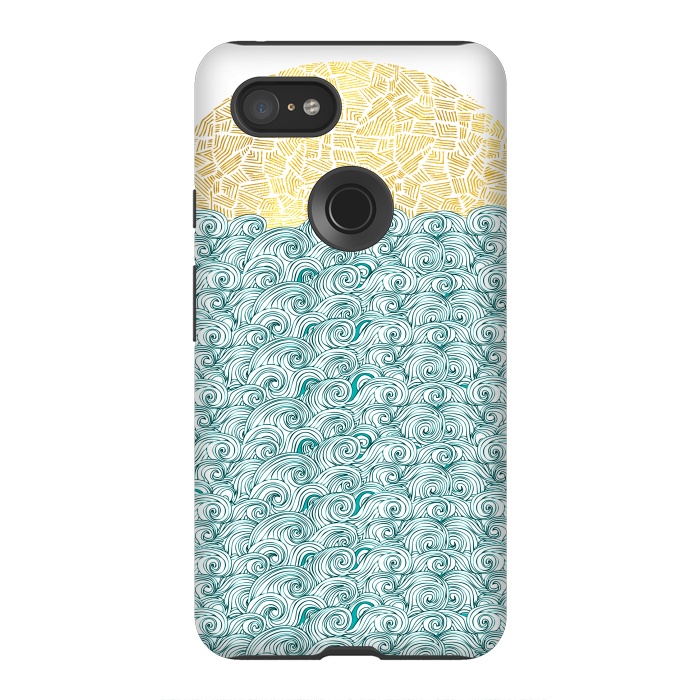 Pixel 3XL StrongFit Tribal Sea and Ocean by Pom Graphic Design