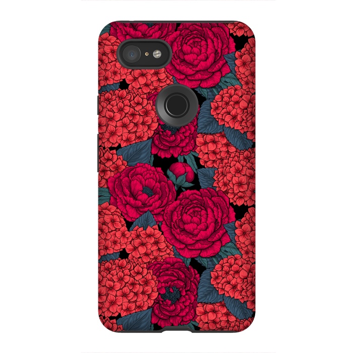Pixel 3XL StrongFit Peony and hydrangea in red by Katerina Kirilova