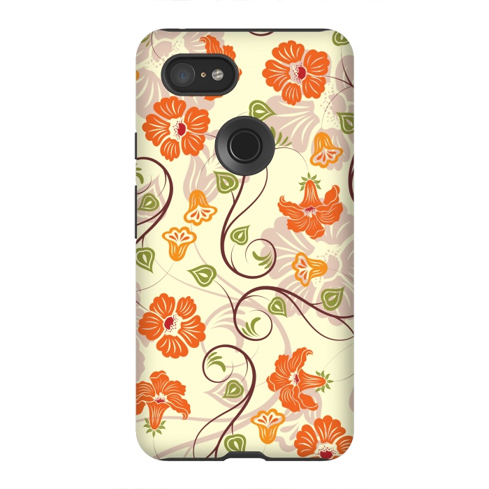 Pixel 3XL StrongFit ORANGE TULIPS PATTERN 2 by MALLIKA