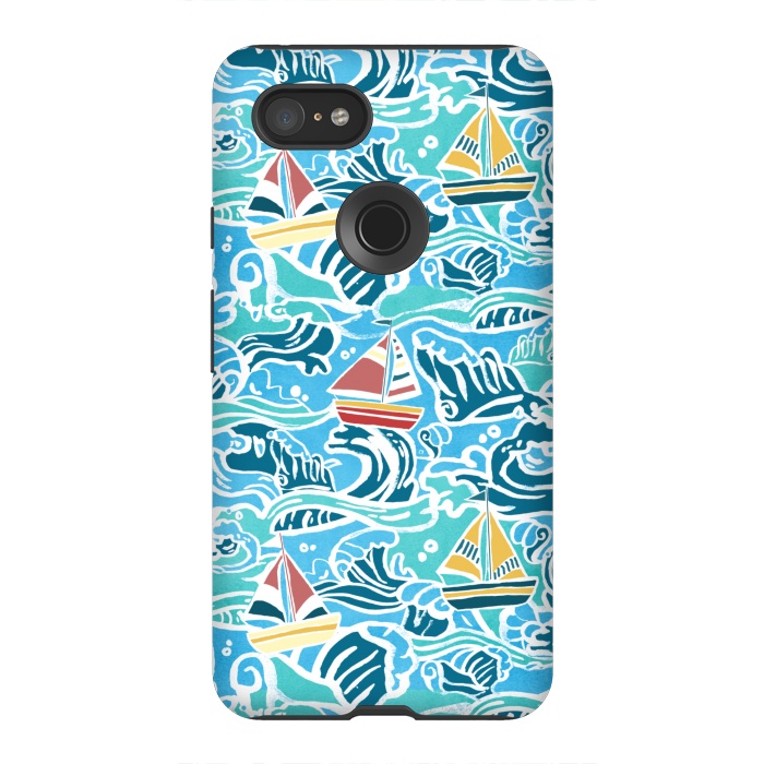 Pixel 3XL StrongFit Sailboats & Waves by Tangerine-Tane