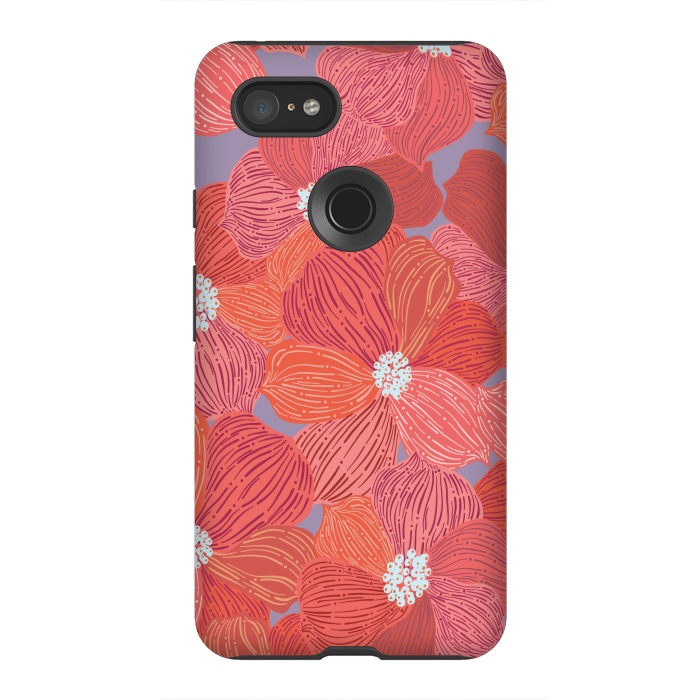 Pixel 3XL StrongFit Coral floral by Nina Leth