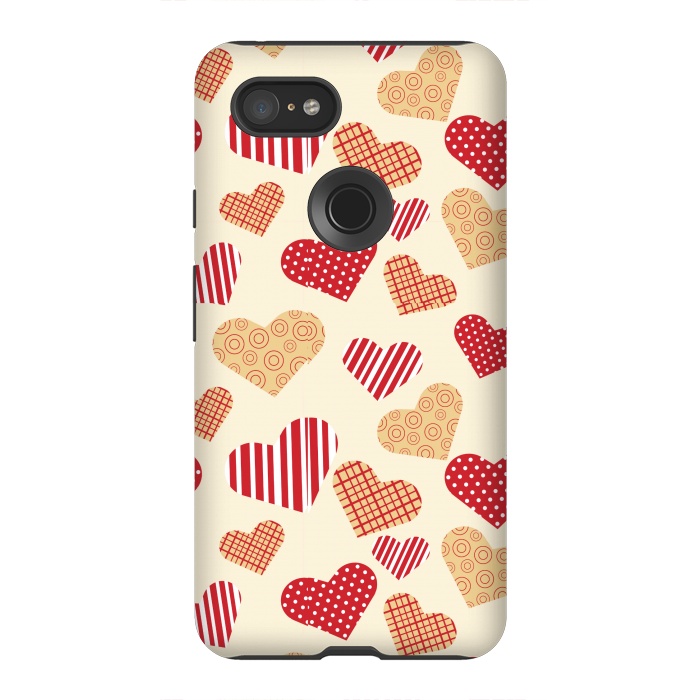 Pixel 3XL StrongFit RED GOLDEN HEARTS by MALLIKA