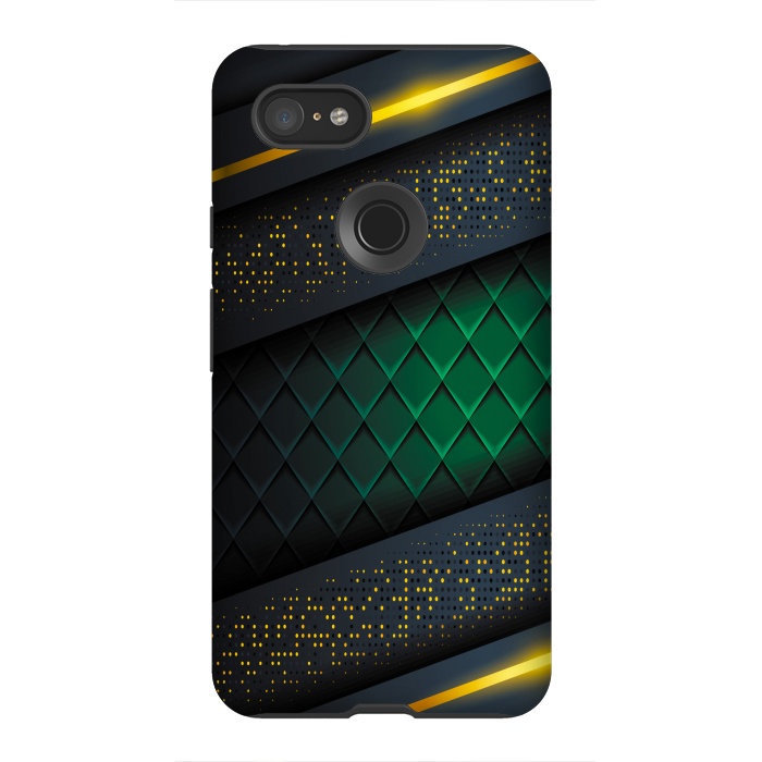 Pixel 3XL StrongFit black green geometrical by haroulita