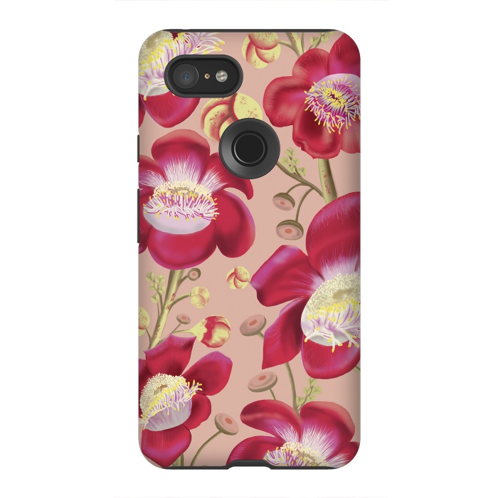 Pixel 3XL StrongFit Cannonball Tree Pattern - Blush by Anis Illustration