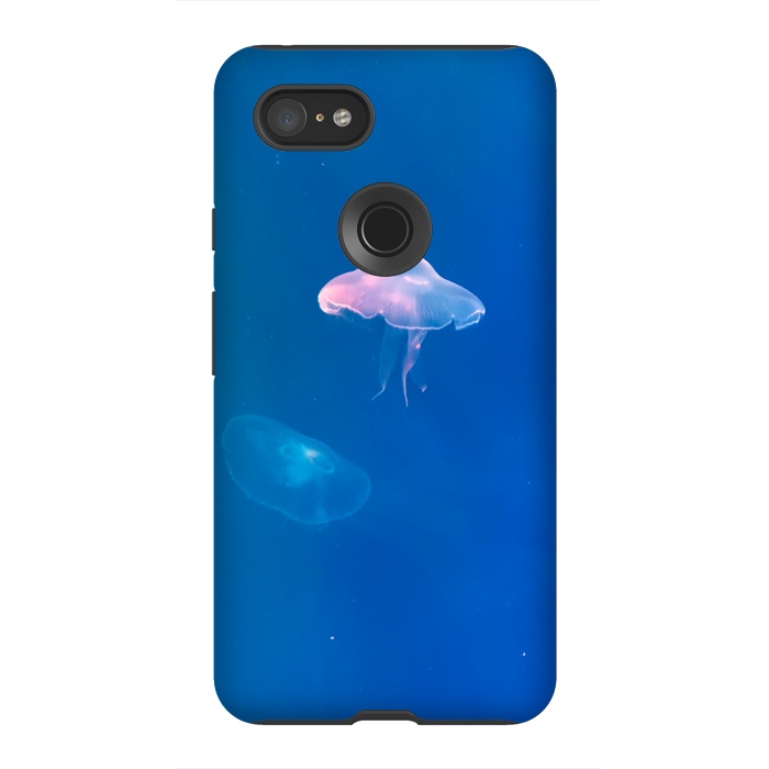 Pixel 3XL StrongFit White Jellyfish in Blue Water by Winston